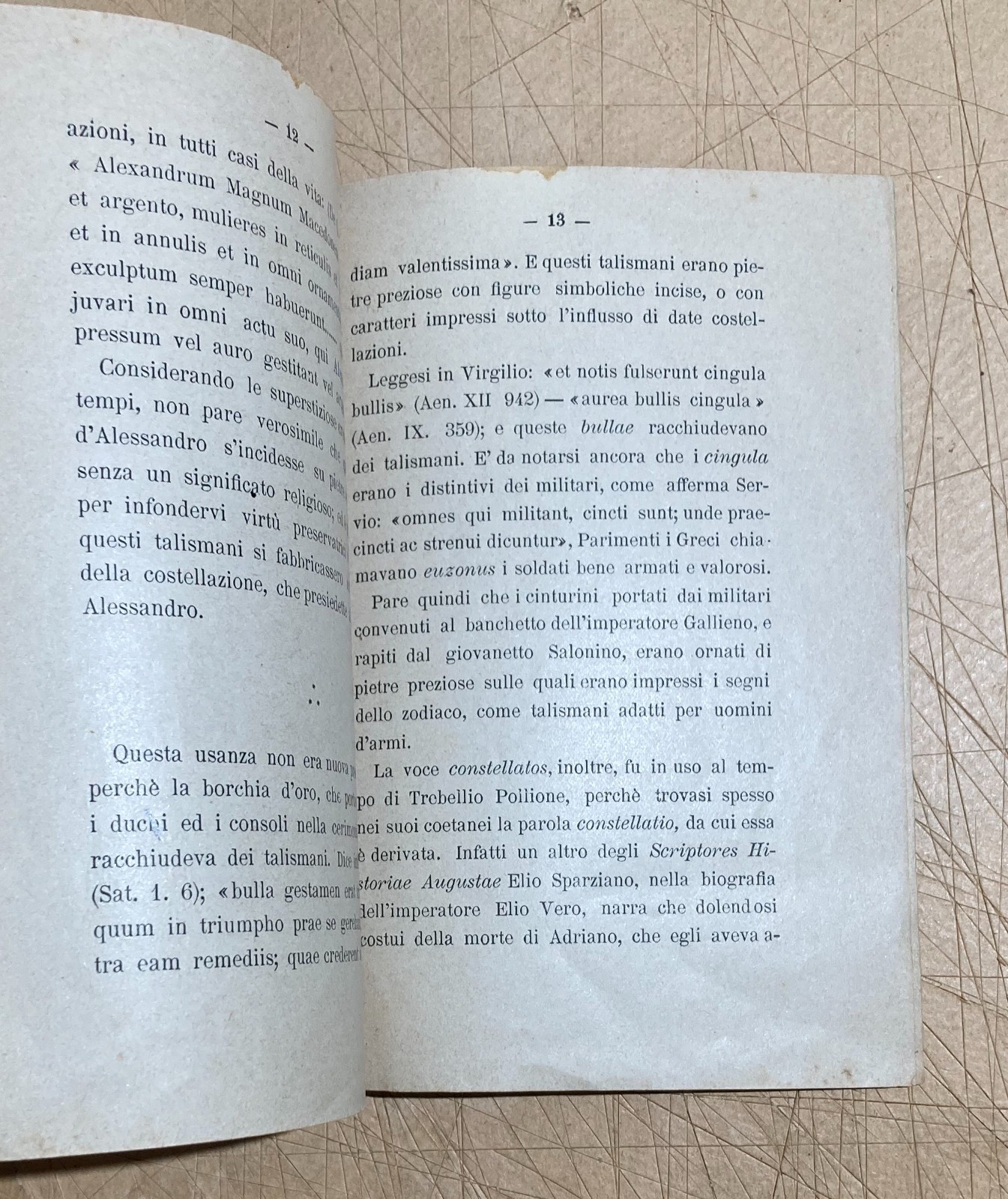 Barone: Su Di Un Passo Di Trebellio Pollione. Astrologia E Talismani, Nola, 1914