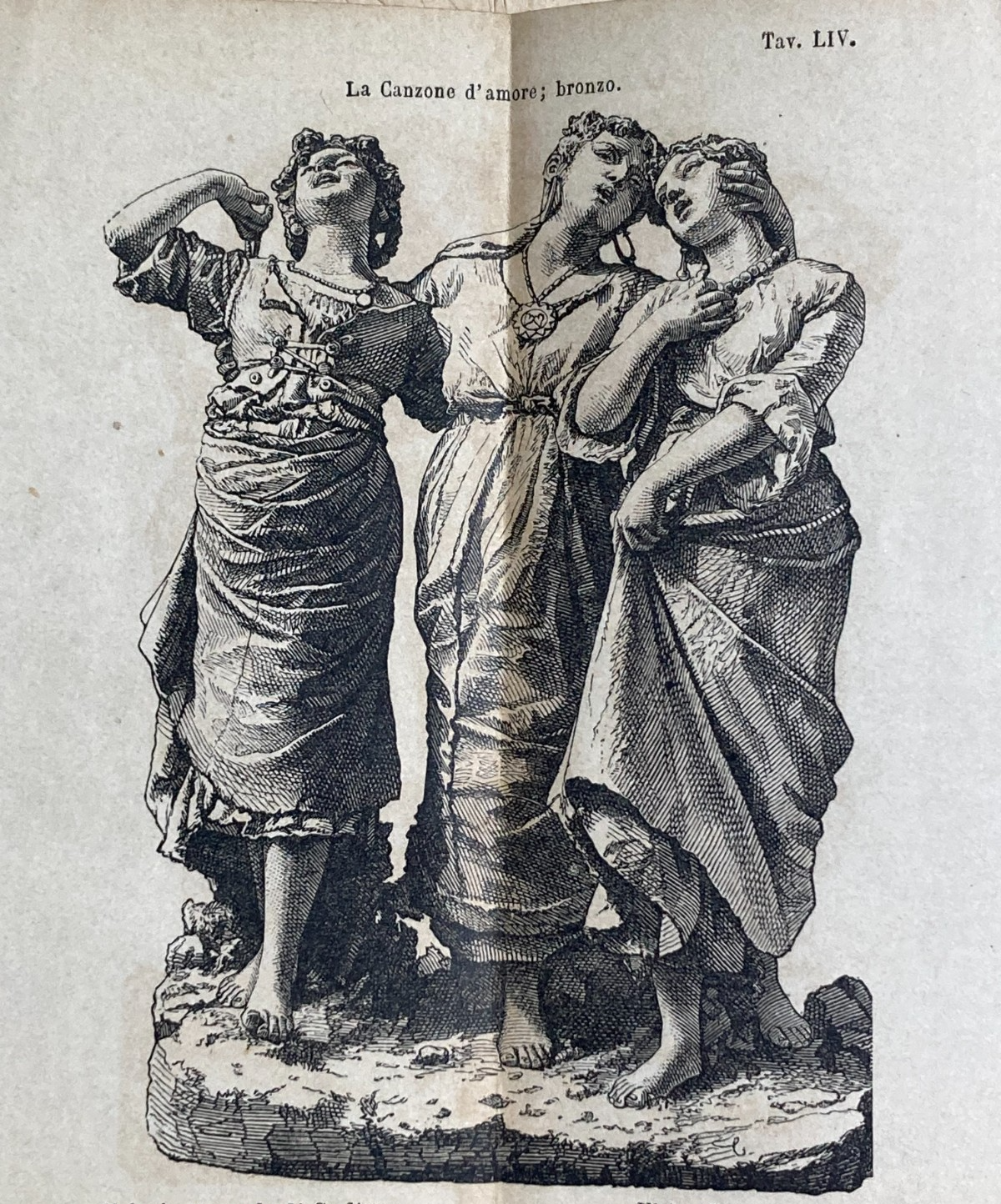 Arte, Scultura, Abruzzo: Artista Barbella, Canto d'Amore. Antica Illustrazione Del XIX Secolo