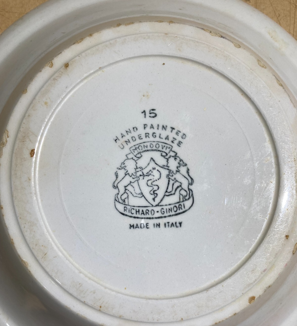 Richard Ginori   Mondovì   Ceramica Floreale   Piatto Fondo   Marchio Araldico