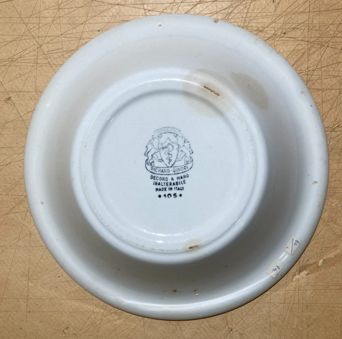 Richard Ginori   Mondovì   Ceramica Floreale   Piatto Fondo   Marchio Araldico
