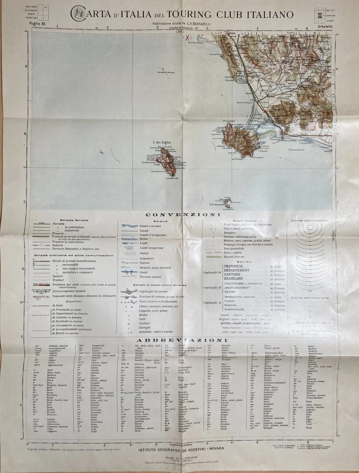 Toscana Grosseto Mappa Geografica Orbetello Viabilità Ferrovie Giglio Giannutri