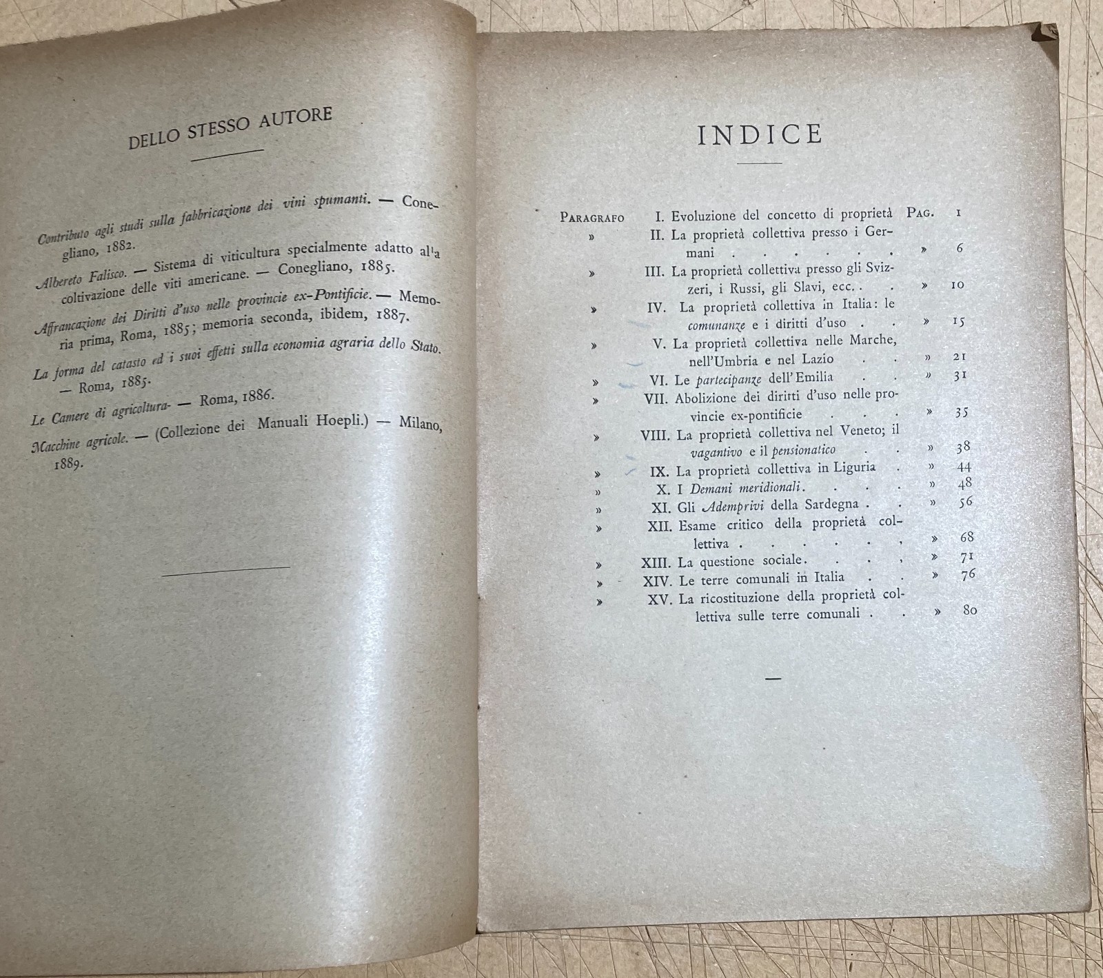Economia, Stato Sociale, Proprietà Collettiva, Demanio Sardegna, Marche, Emilia 1890