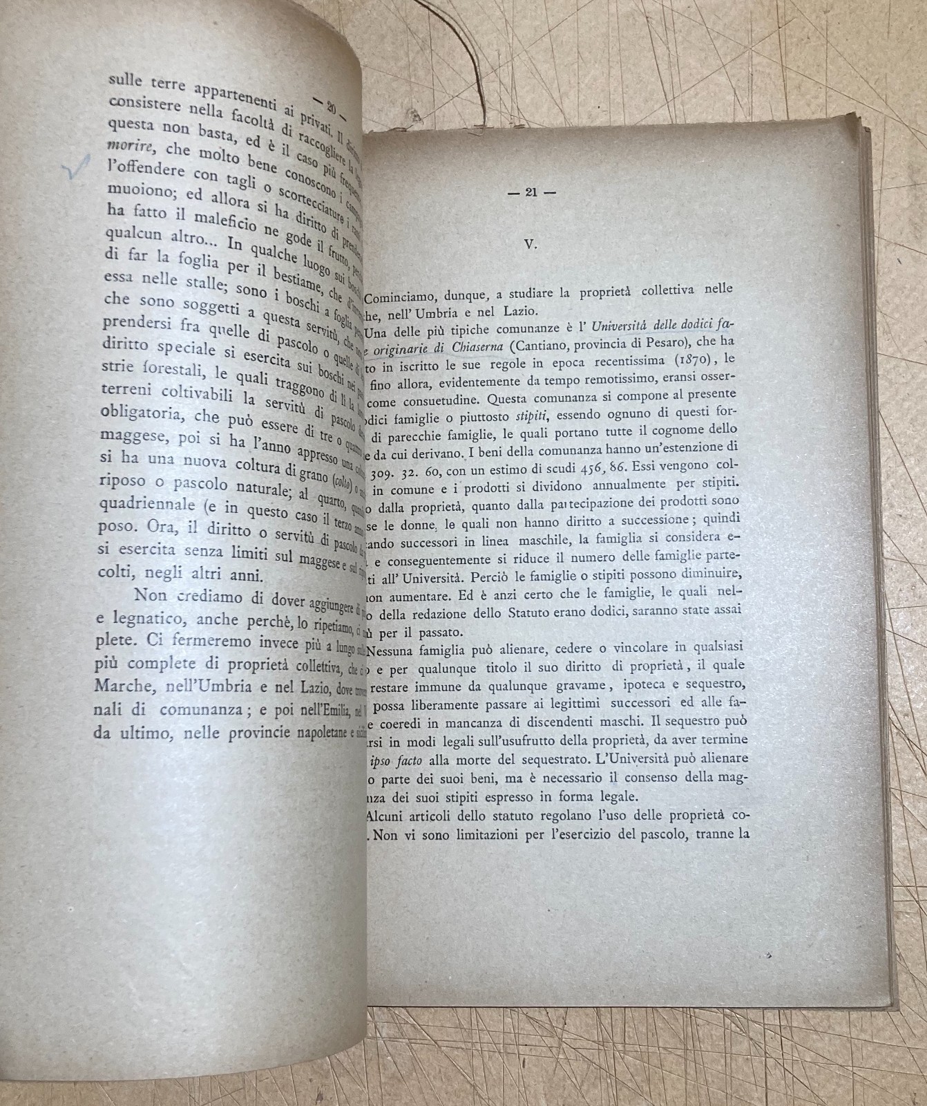 Economia, Stato Sociale, Proprietà Collettiva, Demanio Sardegna, Marche, Emilia 1890