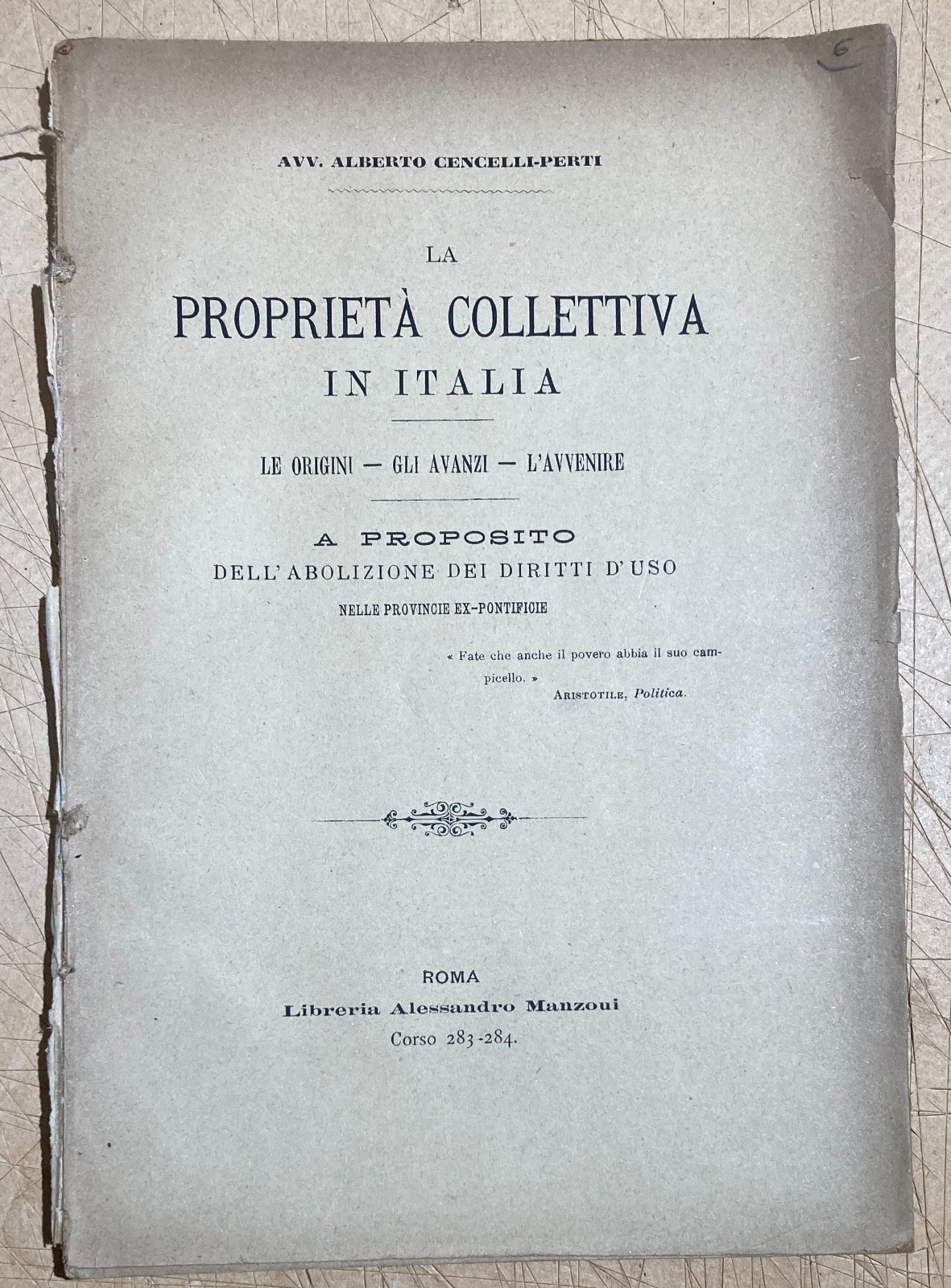 Economia, Stato Sociale, Proprietà Collettiva, Demanio Sardegna, Marche, Emilia 1890
