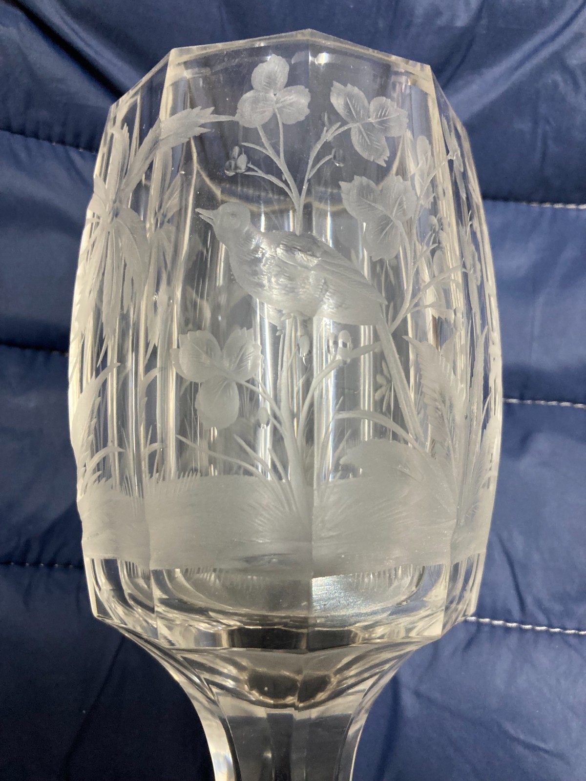 Vetri Da Collezione   Decorativo Bicchiere Inciso Con Uccelli E Vegetazione