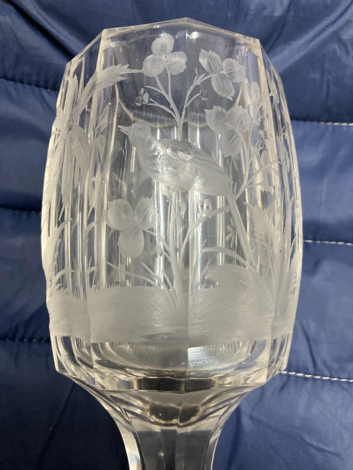 Collectible Glass, Decorative Glass Engraved with Birds and Foliage