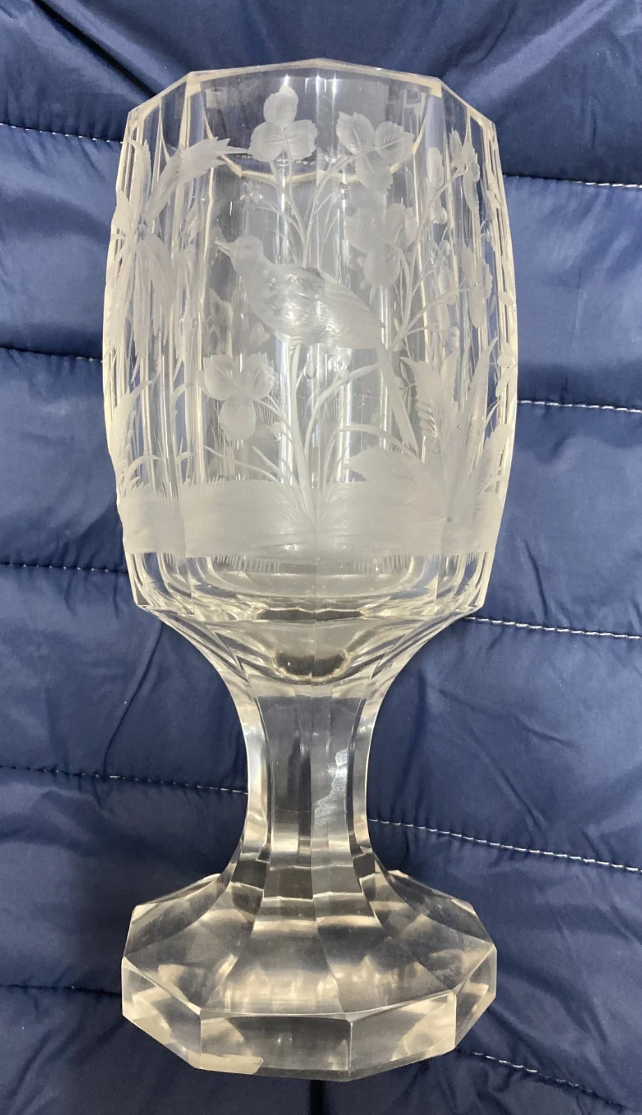 Collectible Glass, Decorative Glass Engraved with Birds and Foliage