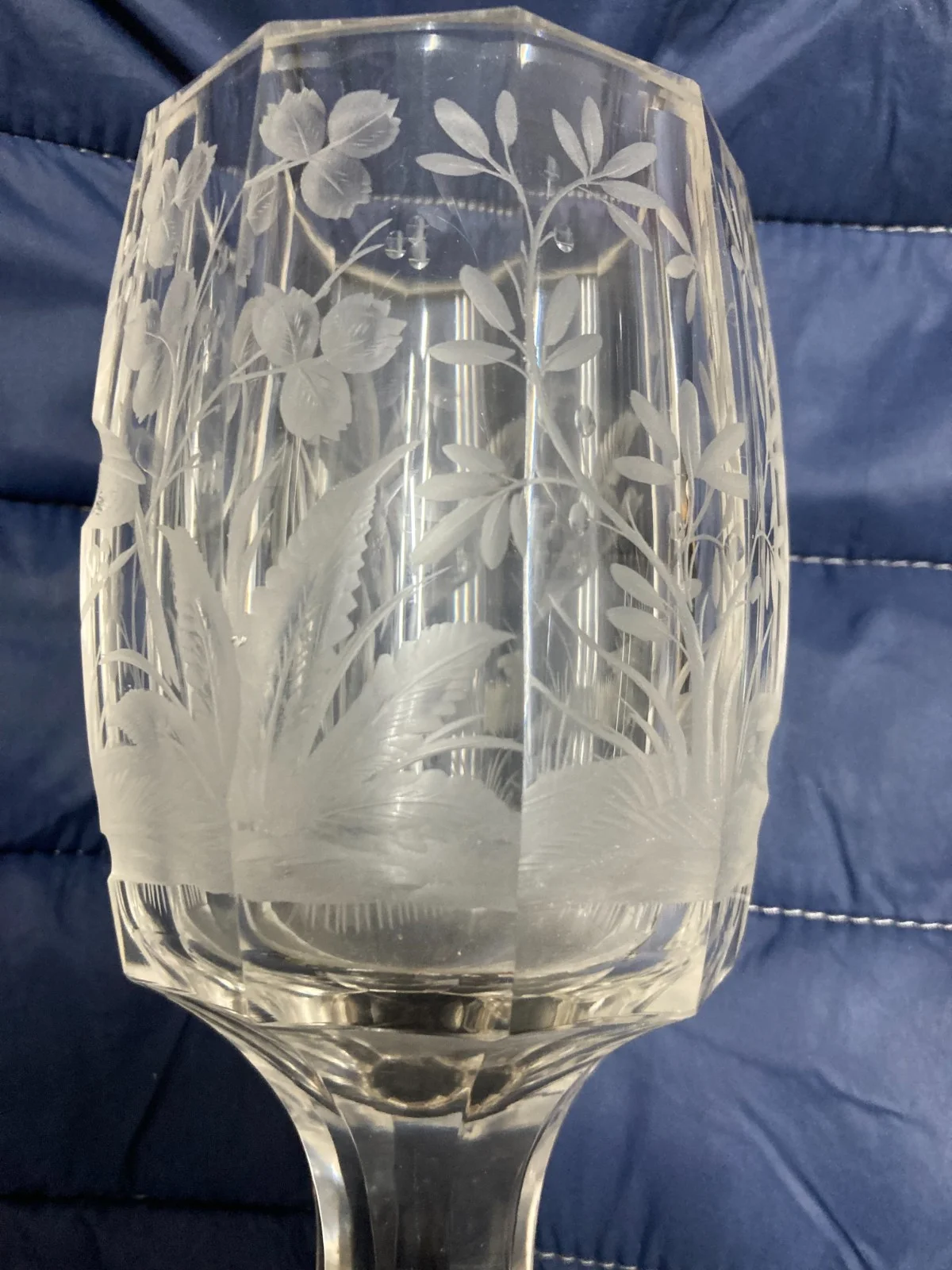 Collectible Glass, Decorative Glass Engraved with Birds and Foliage