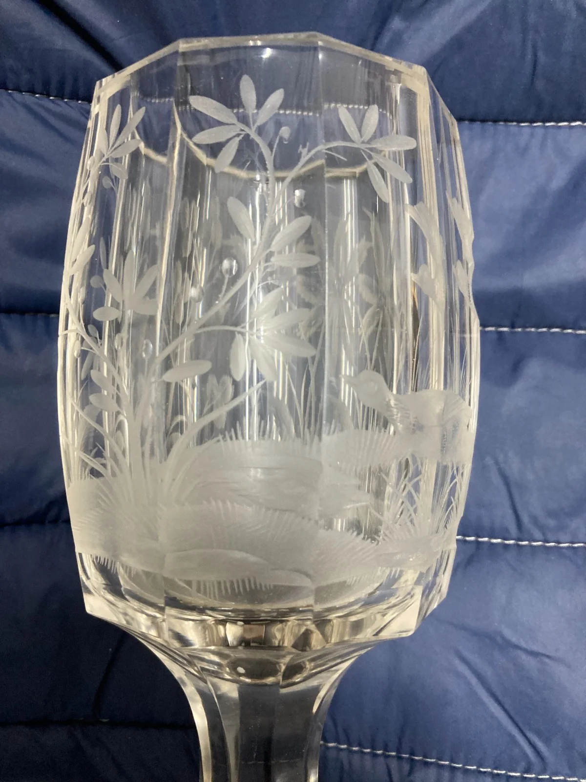 Collectible Glass, Decorative Glass Engraved with Birds and Foliage