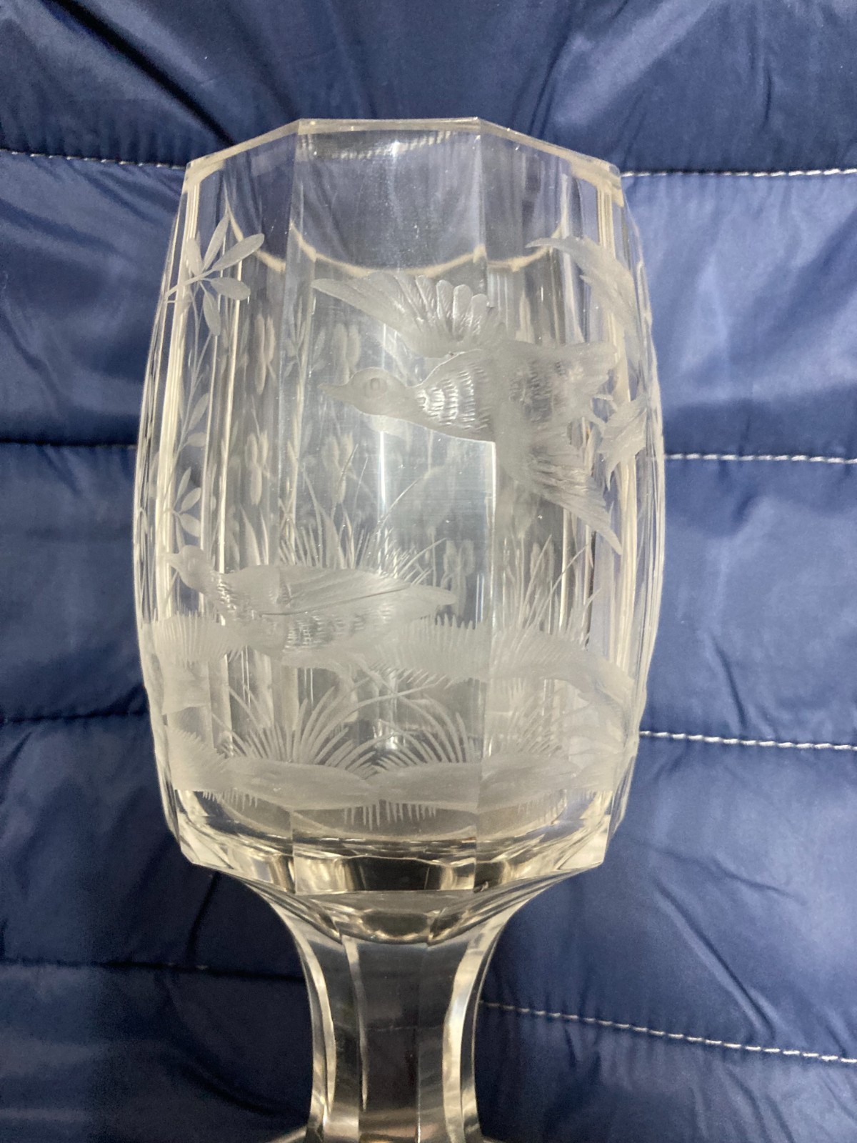 Vetri Da Collezione   Decorativo Bicchiere Inciso Con Uccelli E Vegetazione