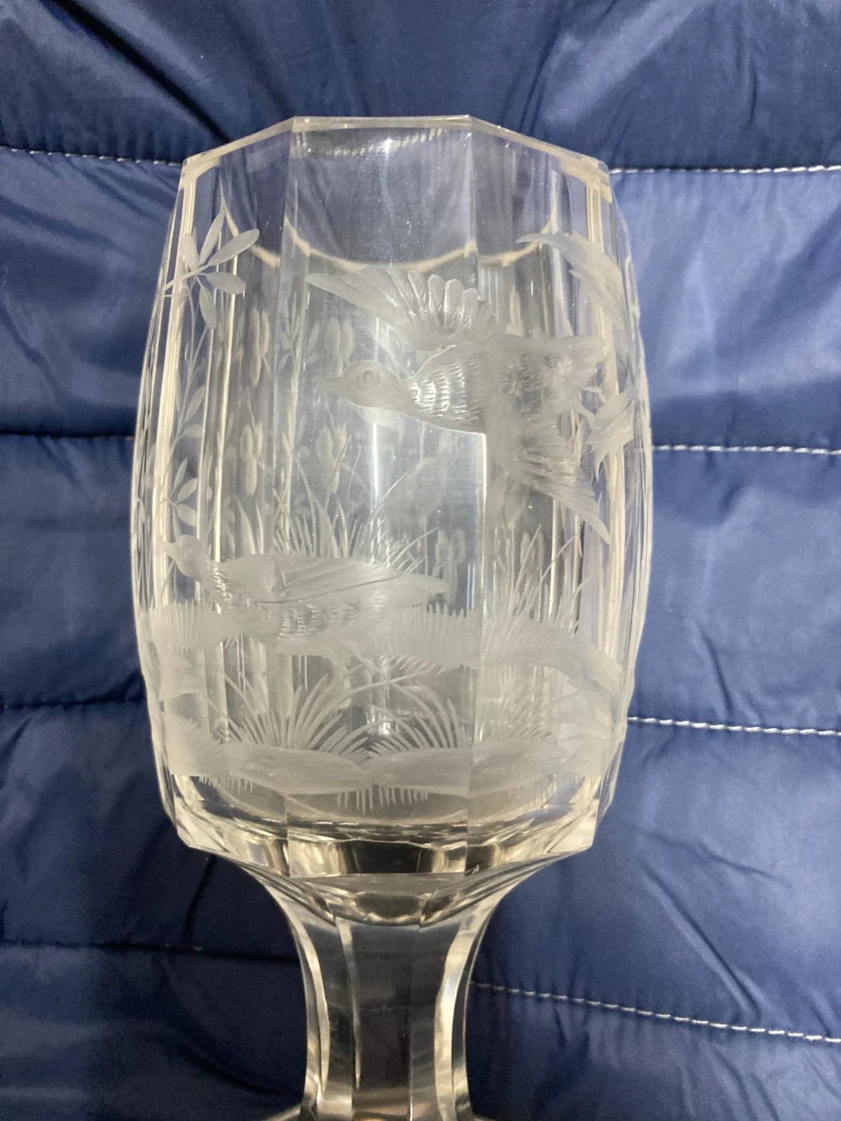 Collectible Glass, Decorative Glass Engraved with Birds and Foliage