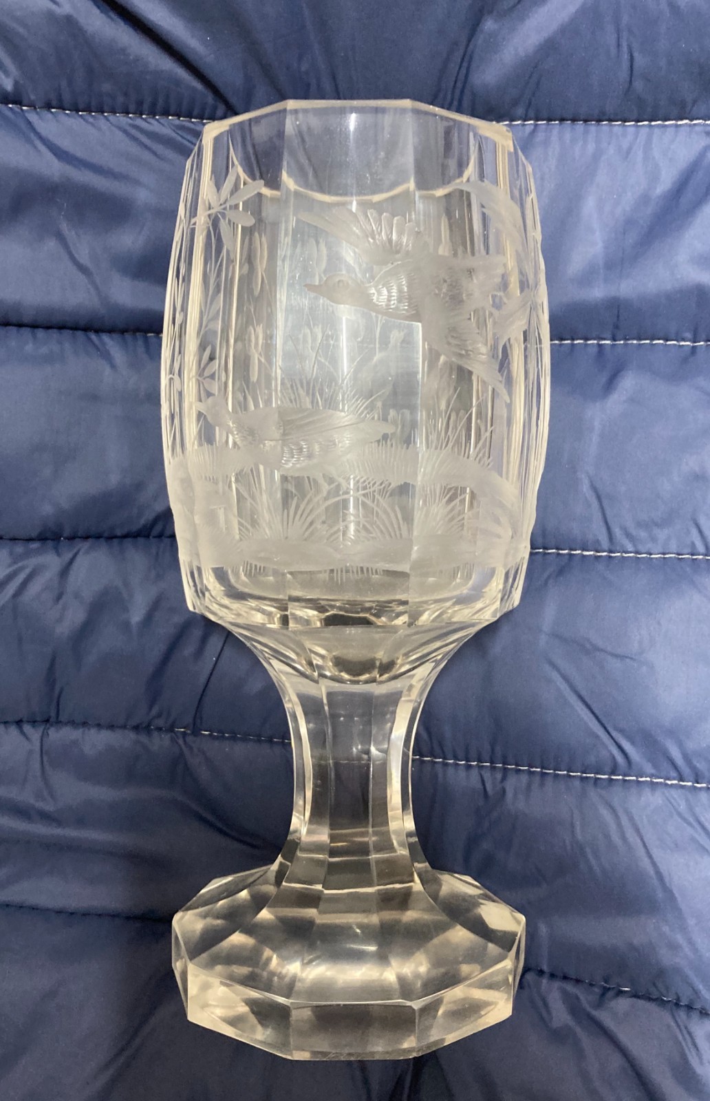 Vetri Da Collezione   Decorativo Bicchiere Inciso Con Uccelli E Vegetazione