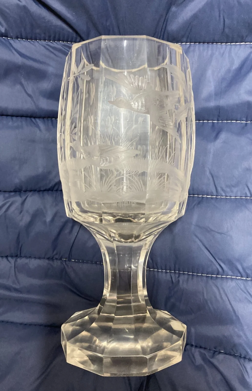 Collectible Glass, Decorative Glass Engraved with Birds and Foliage