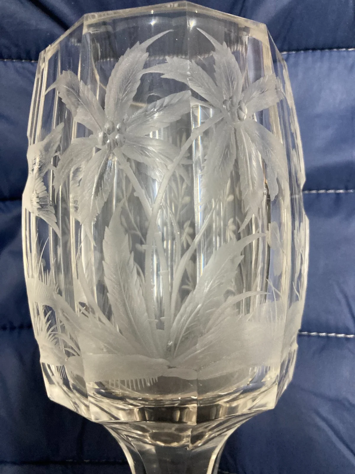 Collectible Glass, Decorative Glass Engraved with Birds and Foliage
