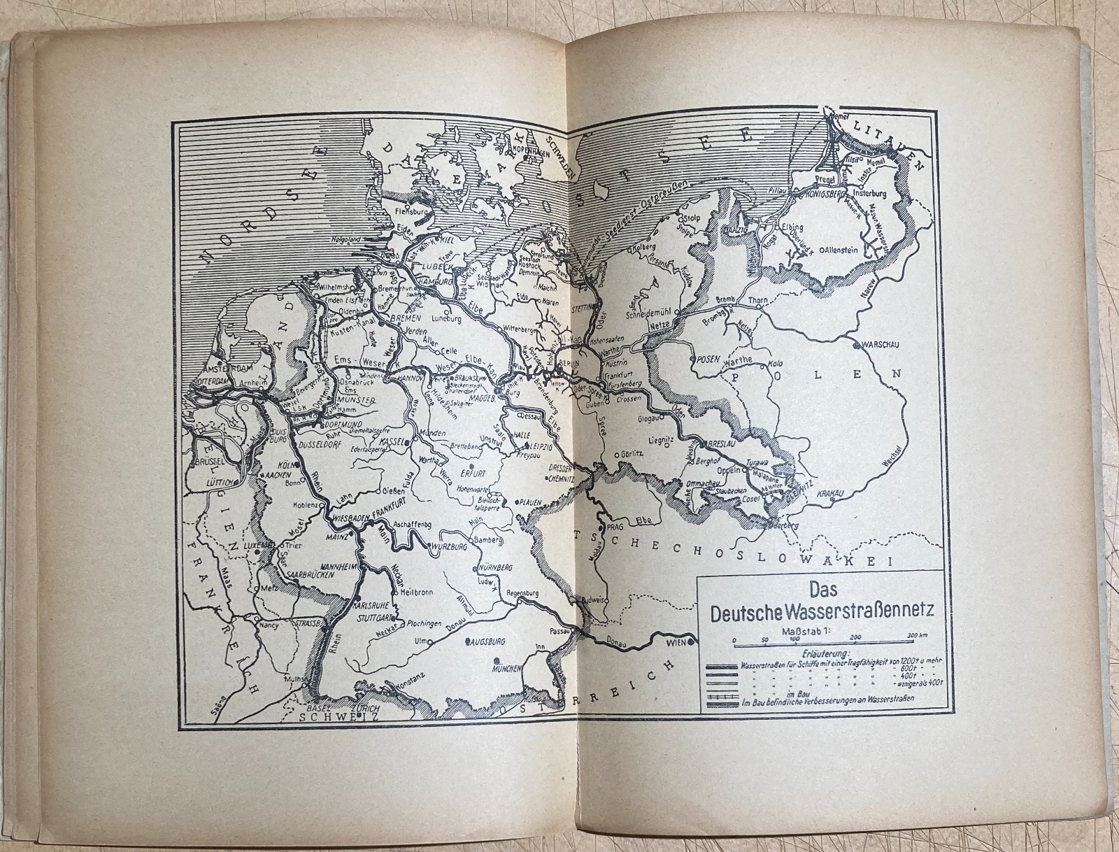 Navigazione Interna Tedesca. Vie Navigabili. Otto Most. Edizione d'Epoca Con Mappa