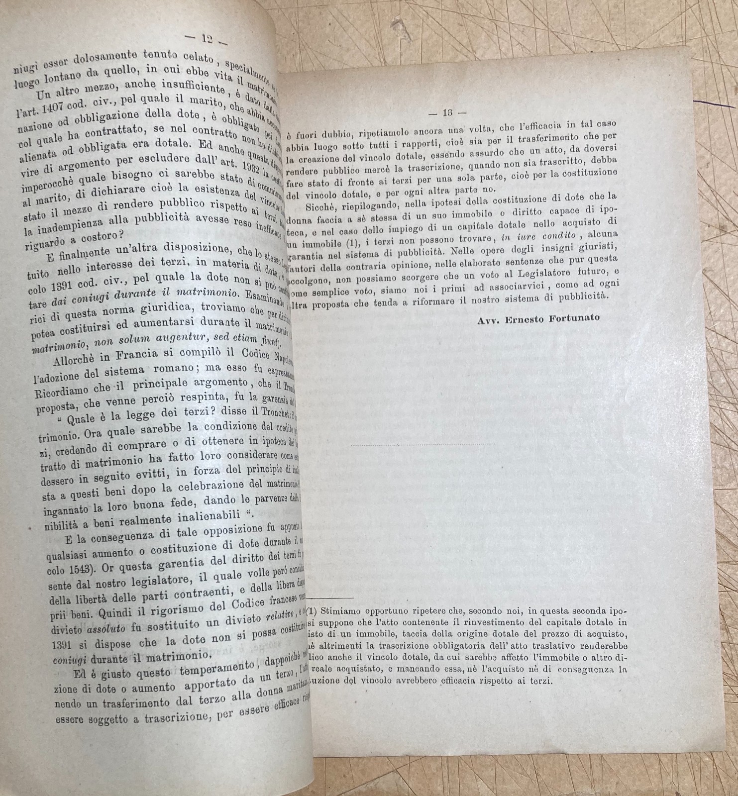Giuridica, Notariato, Vincolo Dotale, Trascrizione: Ernesto Fortunato, 1893