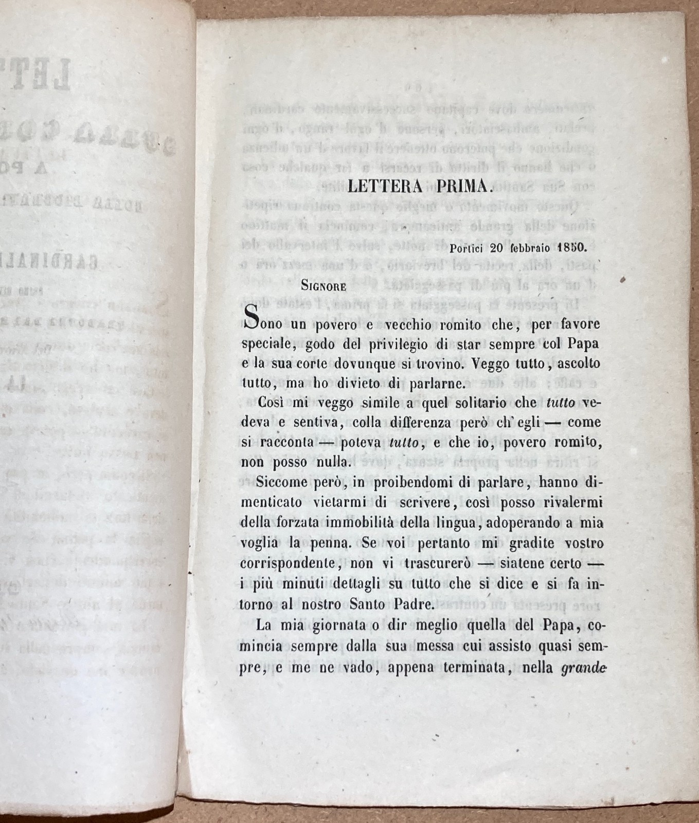 Lettere Da Portici, Napoli, Corte Papale, Cardinale Antonelli