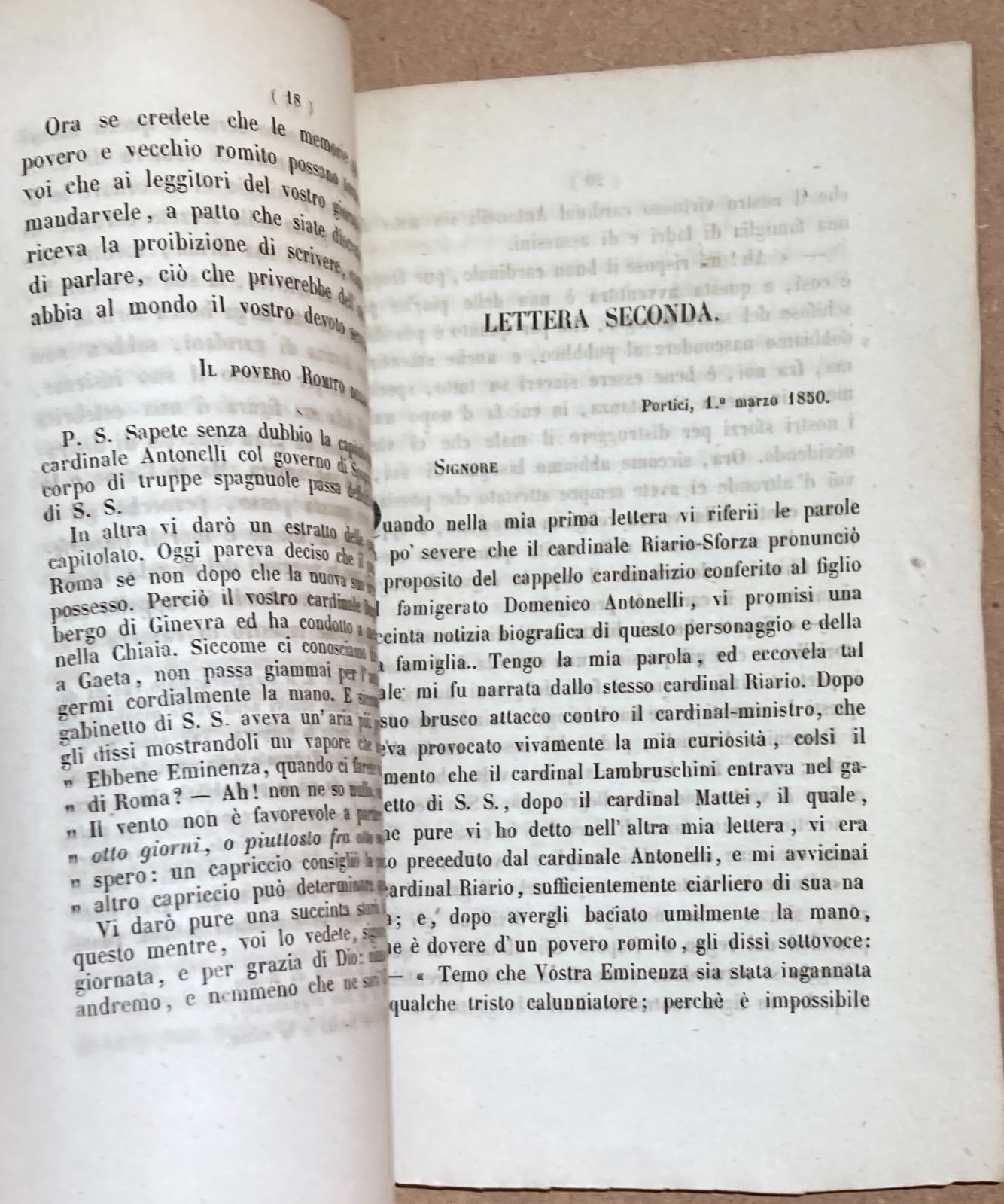 Lettere Da Portici, Napoli, Corte Papale, Cardinale Antonelli