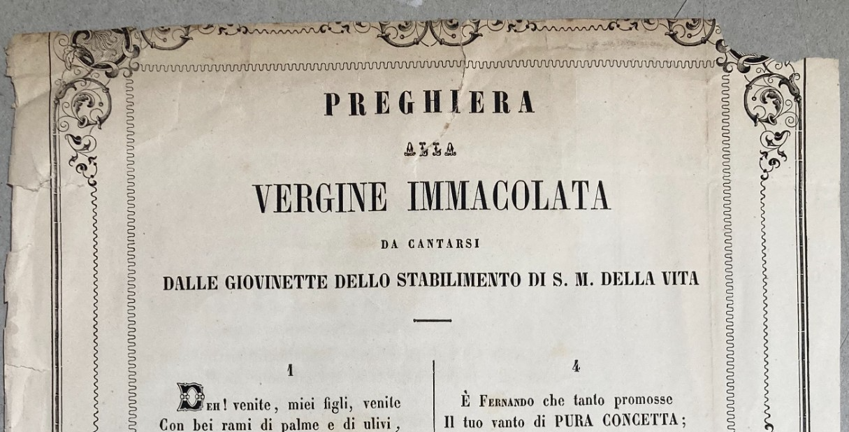 Santa Maria Della Vita, Bologna: Antico Foglio Volante Di Tito Berni, Stamperia Cioffi