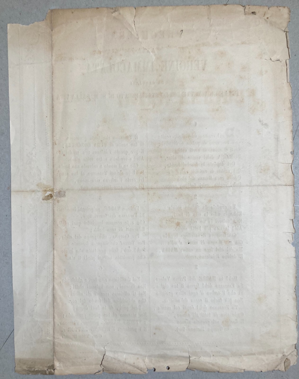 Santa Maria Della Vita, Bologna: Antico Foglio Volante Di Tito Berni, Stamperia Cioffi