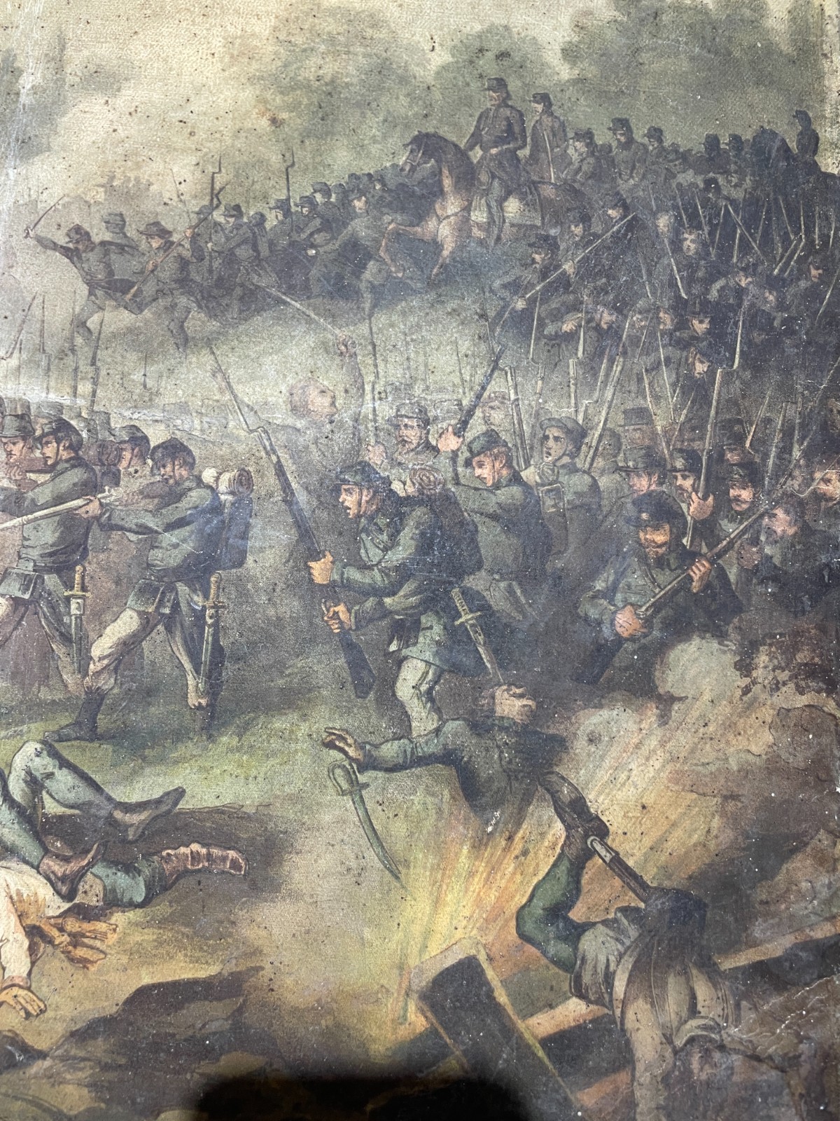 Militaria   Risorgimento   Battaglia Di Varese   Antica Stampa   Oleografia   De Belly