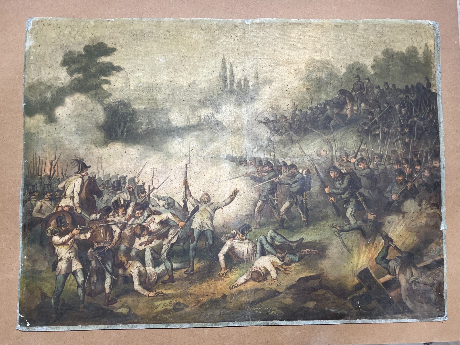 Militaria   Risorgimento   Battaglia Di Varese   Antica Stampa   Oleografia   De Belly