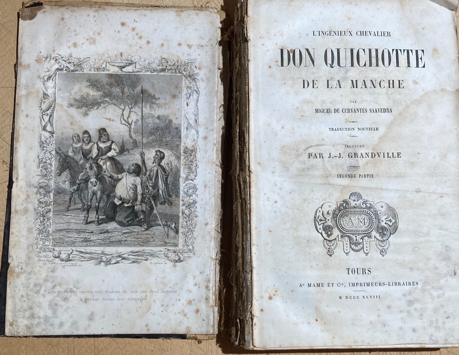 Cervantes   Antica Rara Edizione Illustrata   Tours   1848   Artista Grandville   Tavole