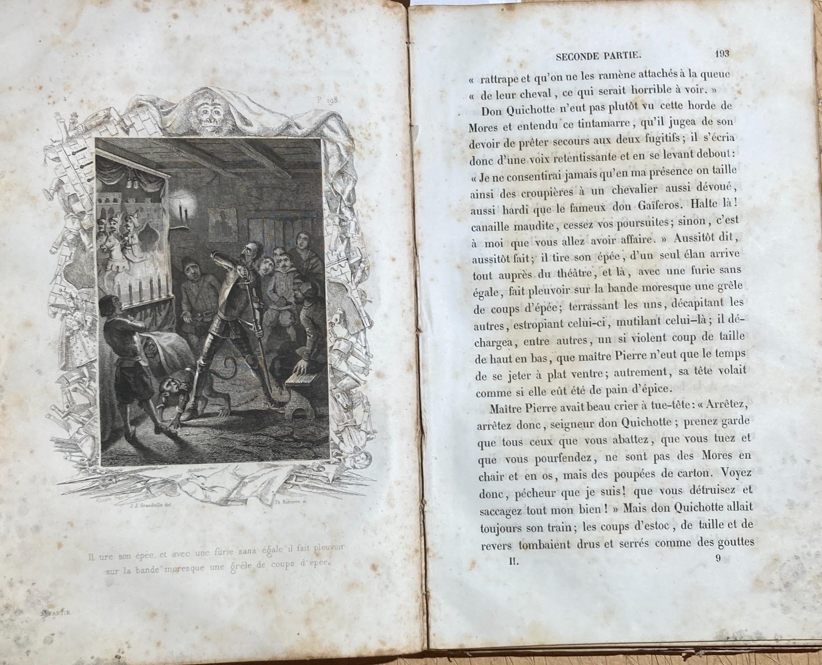 Cervantes   Antica Rara Edizione Illustrata   Tours   1848   Artista Grandville   Tavole