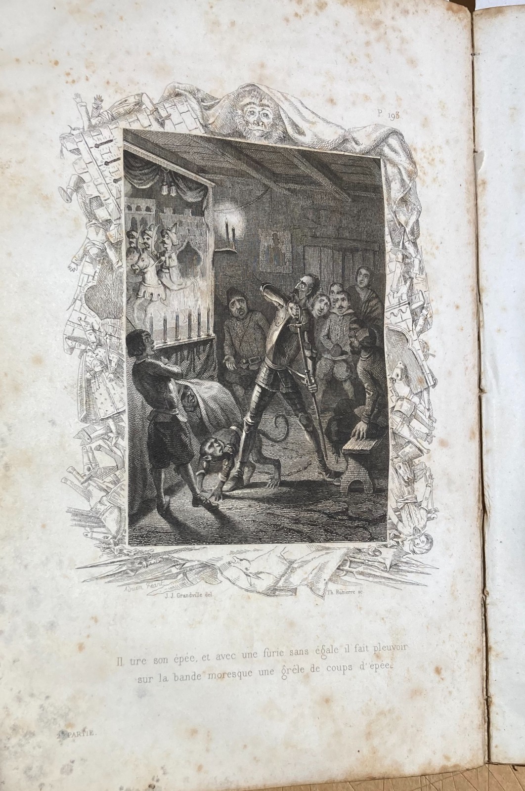 Cervantes   Antica Rara Edizione Illustrata   Tours   1848   Artista Grandville   Tavole
