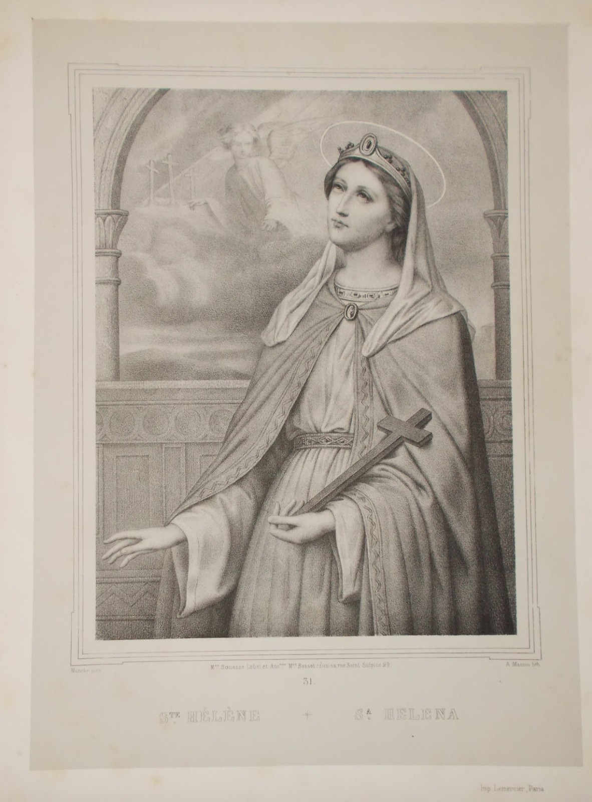 Litografia Antica Di Sant'Elena, Antoine Maurin, Fine XIX Secolo
