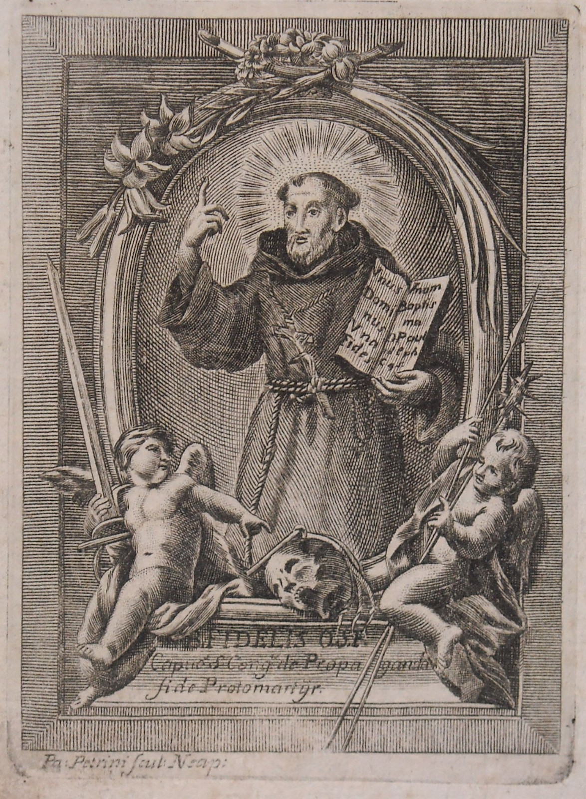 Antica Stampa Popolare Devozionale: Beato Fedele Da Sigmaringen, Artista Petrini