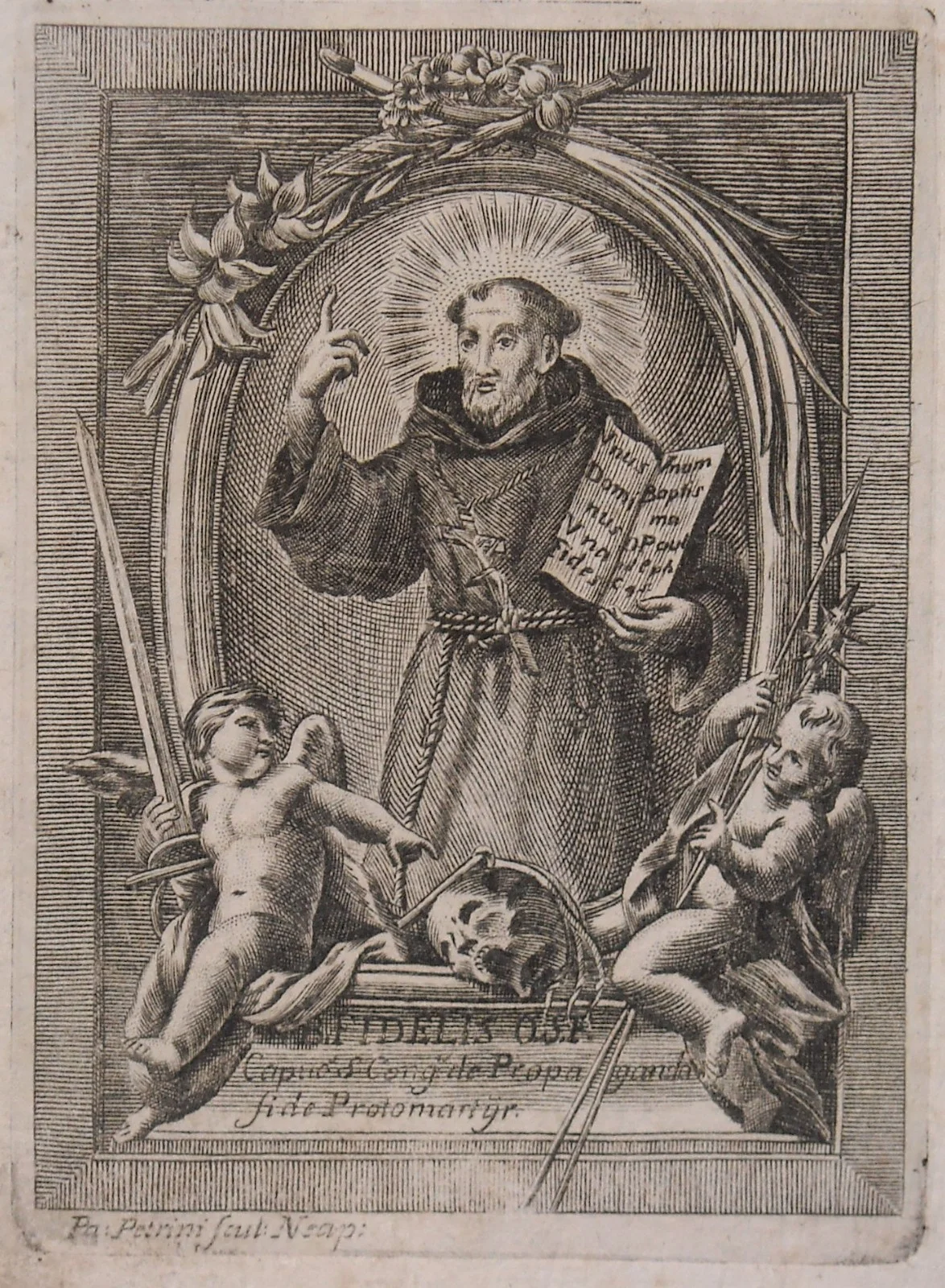 Antique Popular Devotional Print: Blessed Fidelis of Sigmaringen, Artist Petrini