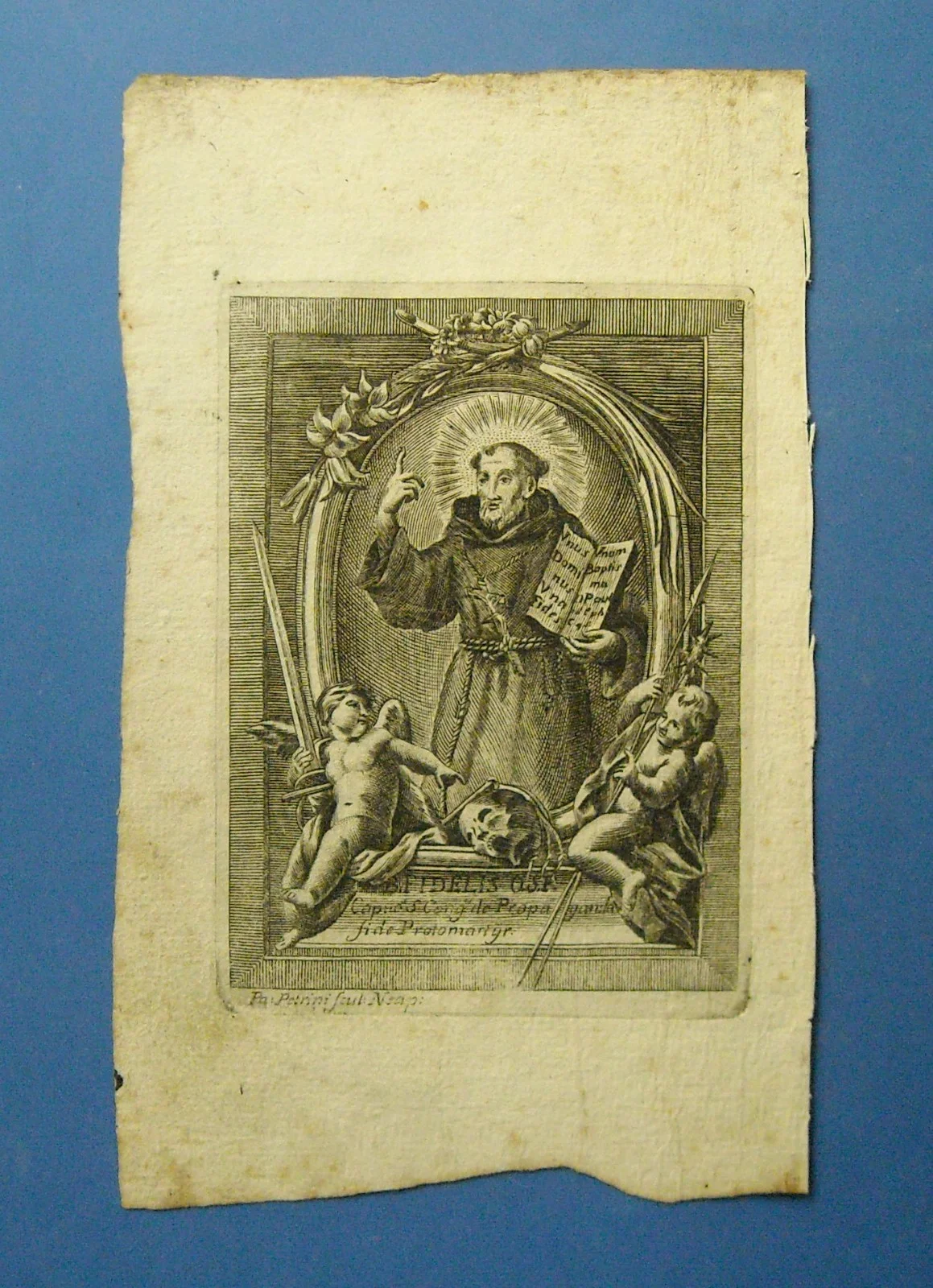 Antique Popular Devotional Print: Blessed Fidelis of Sigmaringen, Artist Petrini