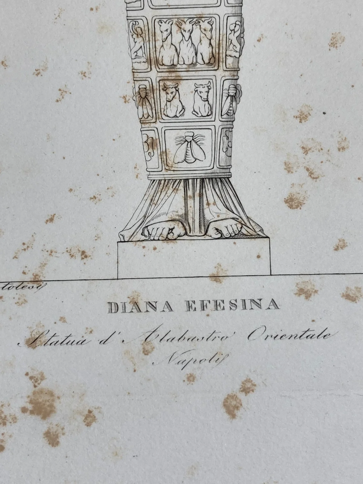 Arte, Mitologia e Iconografia Antica: Diana Efesina al Museo di Napoli. Incisione di Saverio Pistolesi del Xix Secolo