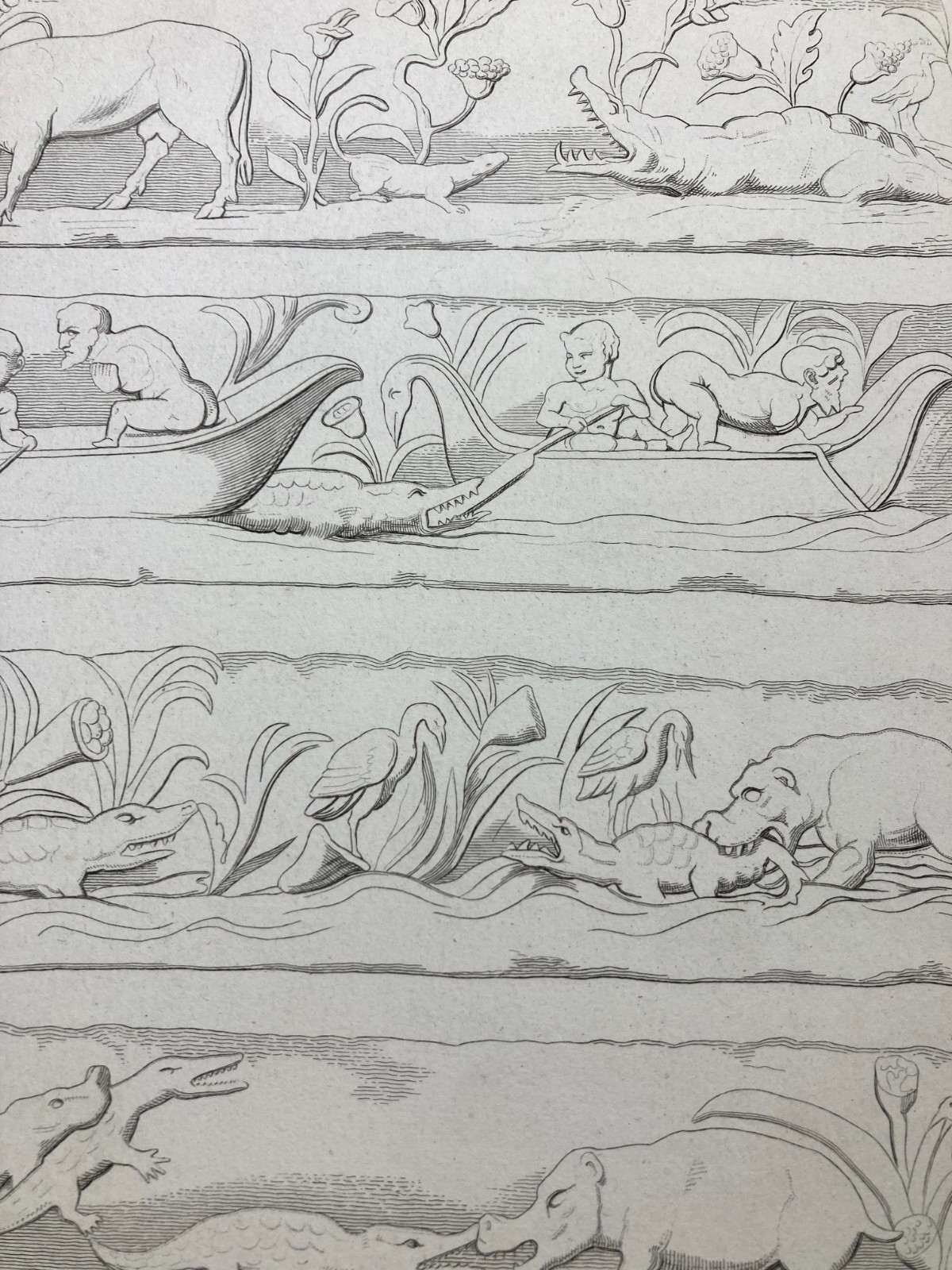 Scena Mitologica Con Bestiario E Figure In Barca: Incisione Di Filippo Sirletti
