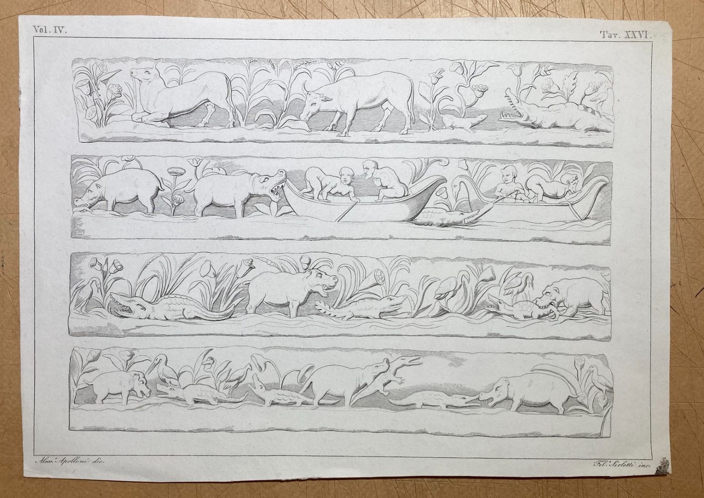 Scena Mitologica Con Bestiario E Figure In Barca: Incisione Di Filippo Sirletti