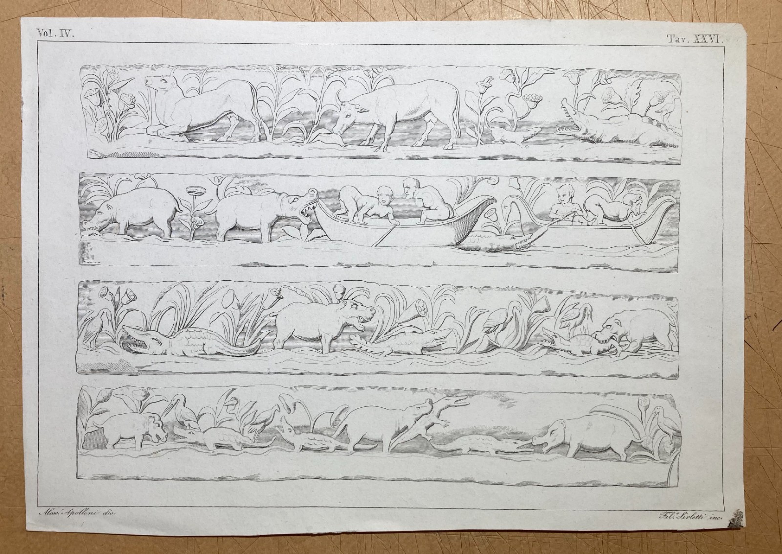 Scena Mitologica Con Bestiario E Figure In Barca: Incisione Di Filippo Sirletti