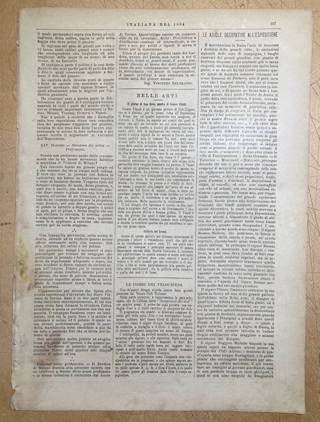 Sport   Ciclismo   Gara Velocipedisti   Torino   Esposizione Del 1884   Ettore Ximenes