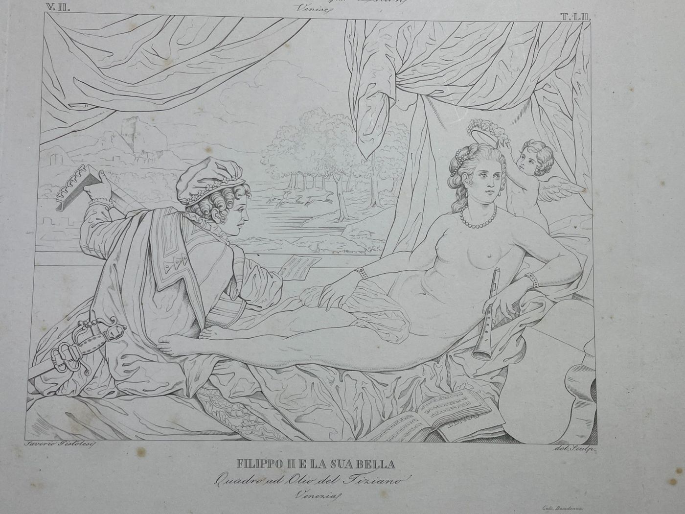 Filippo II E La Sua Bella: Incisione Di Saverio Pistolesi Da Tiziano