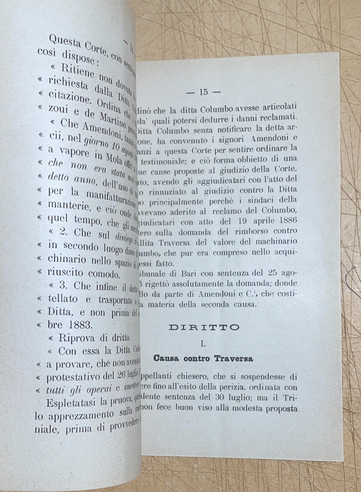 Puglia   Mola Di Bari. Dissertazione Giuridica (P. Adami, N. Balenzano), 1889