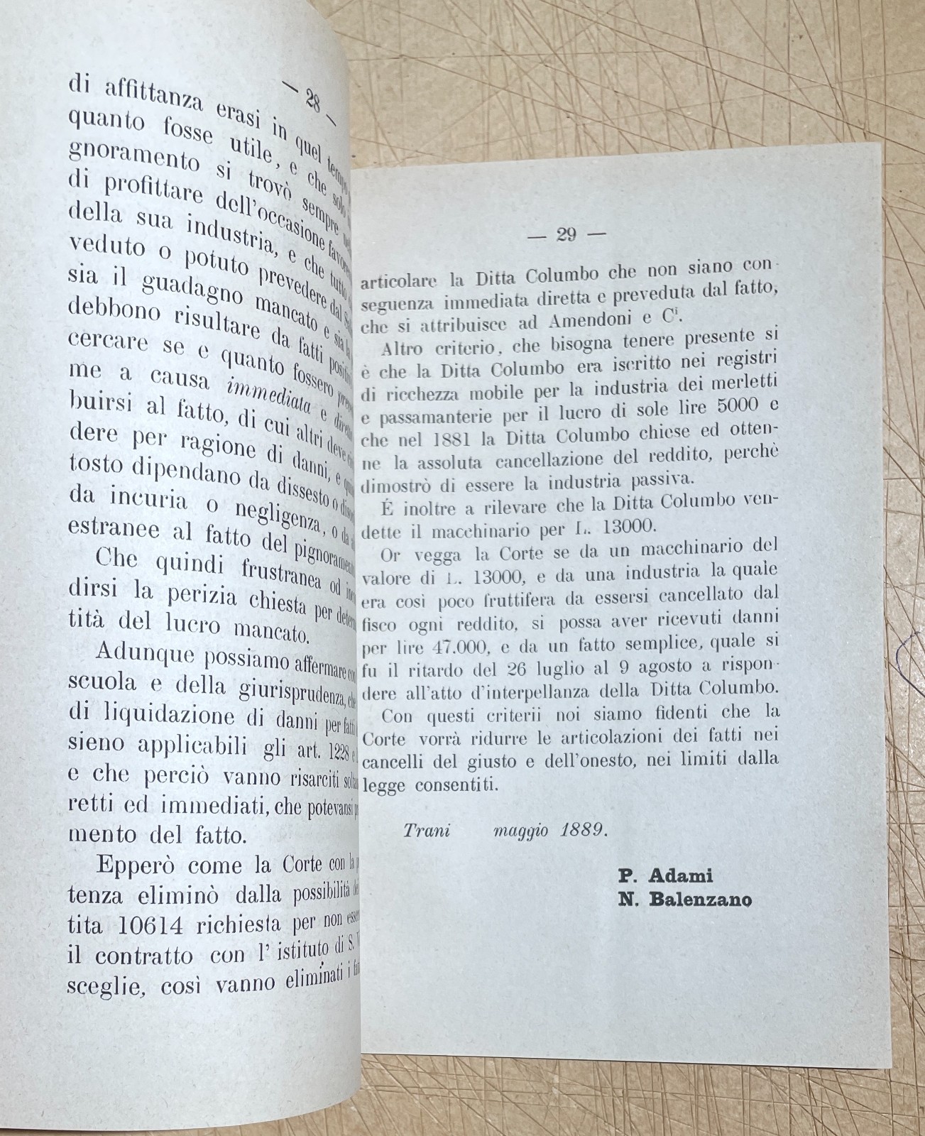Puglia   Mola Di Bari. Dissertazione Giuridica (P. Adami, N. Balenzano), 1889