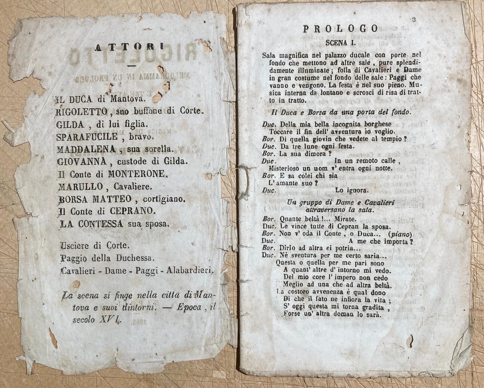 Teatro, Musica, Giuseppe Verdi: Rigoletto (libretto d'Opera), 1865