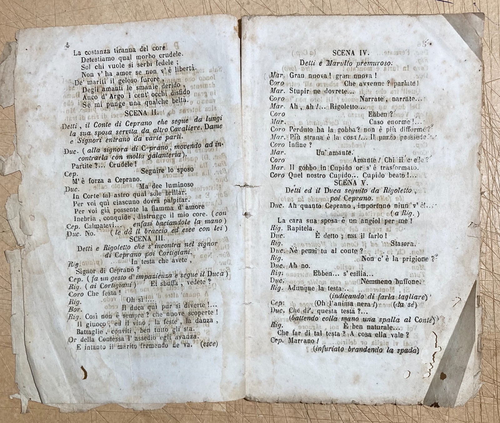 Teatro, Musica, Giuseppe Verdi: Rigoletto (libretto d'Opera), 1865