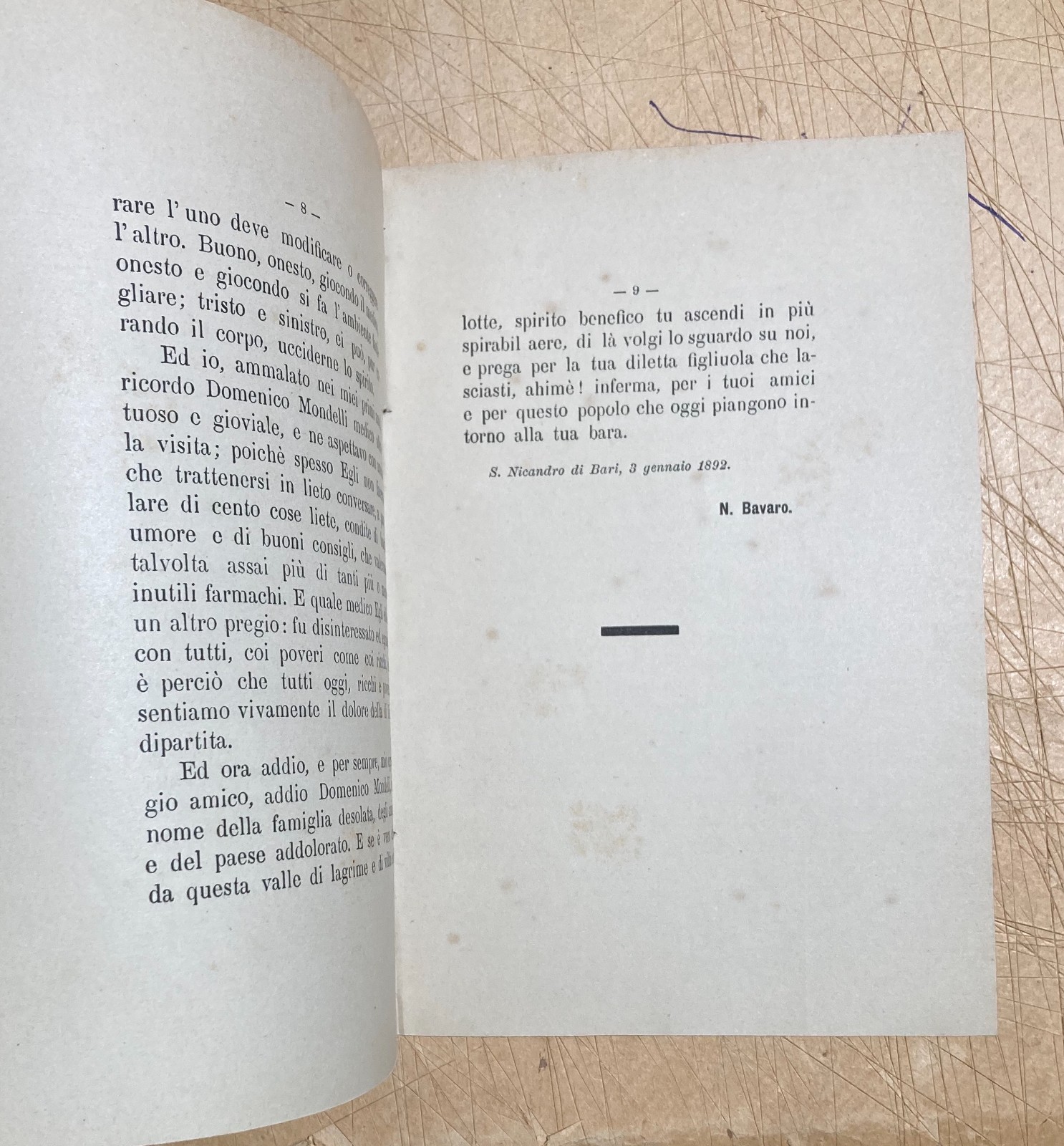 Puglia, Sannicandro Di Bari: Antico Necrologio, Mondelli, Bavaro, Casolini, 1892