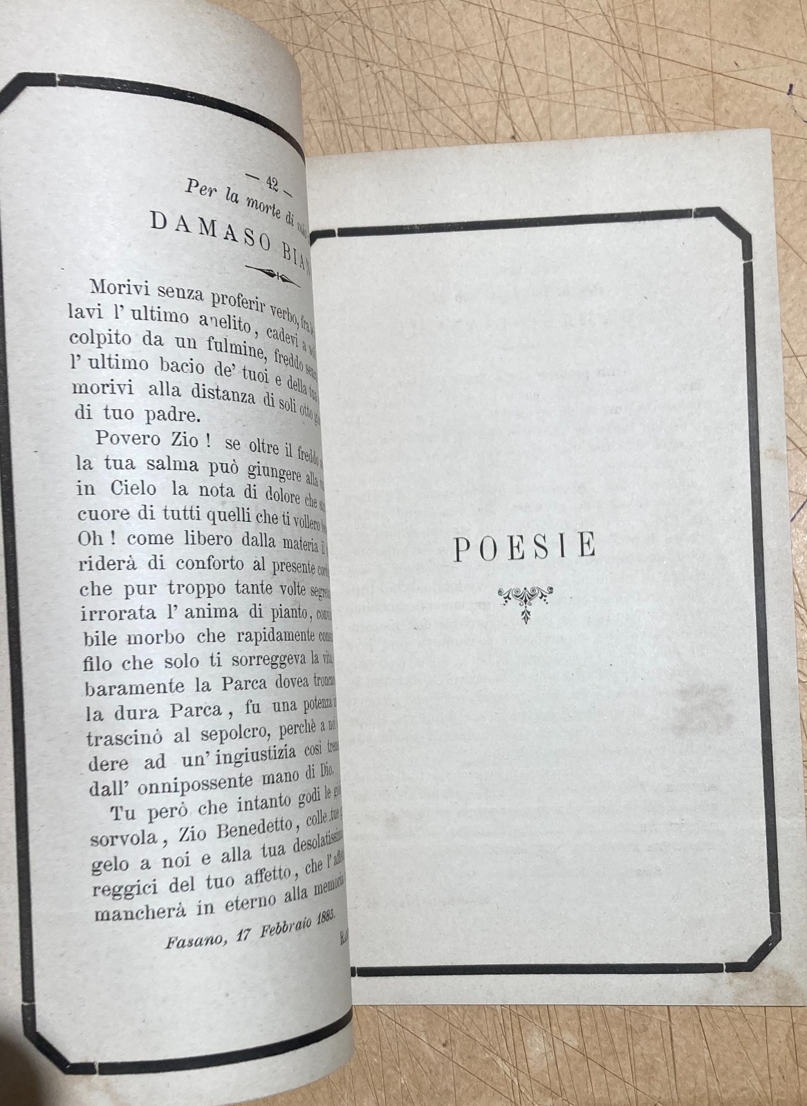 Puglia: Antico Necrologio   Luigi E Damaso Bianchi   Fasano   Trisciuzzi   Brandi   1885