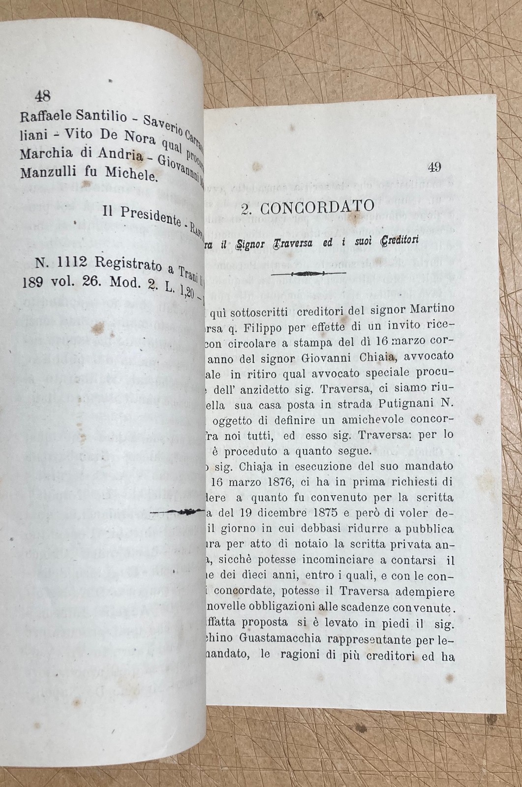 Puglia, Bari: Economia E Giurisprudenza. Fallimento Traversa, Carrassi, Gargano, Azzone, 1880