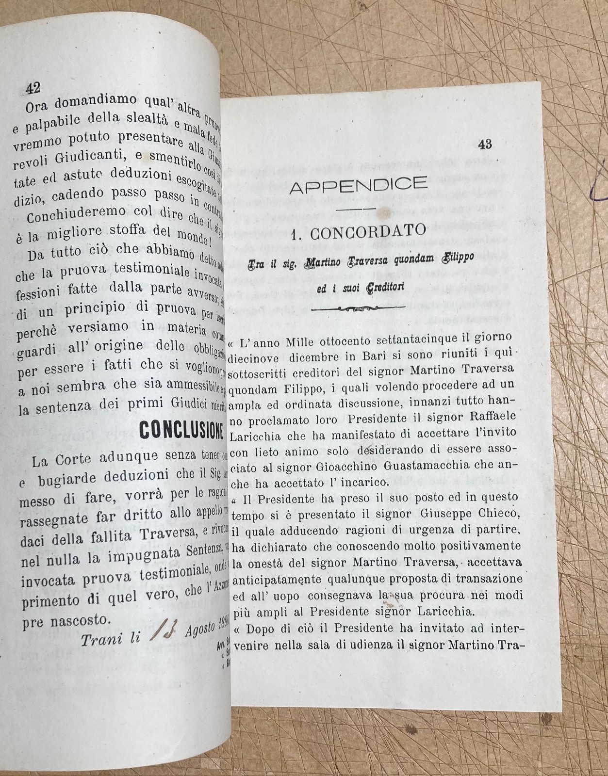 Puglia, Bari: Economia E Giurisprudenza. Fallimento Traversa, Carrassi, Gargano, Azzone, 1880