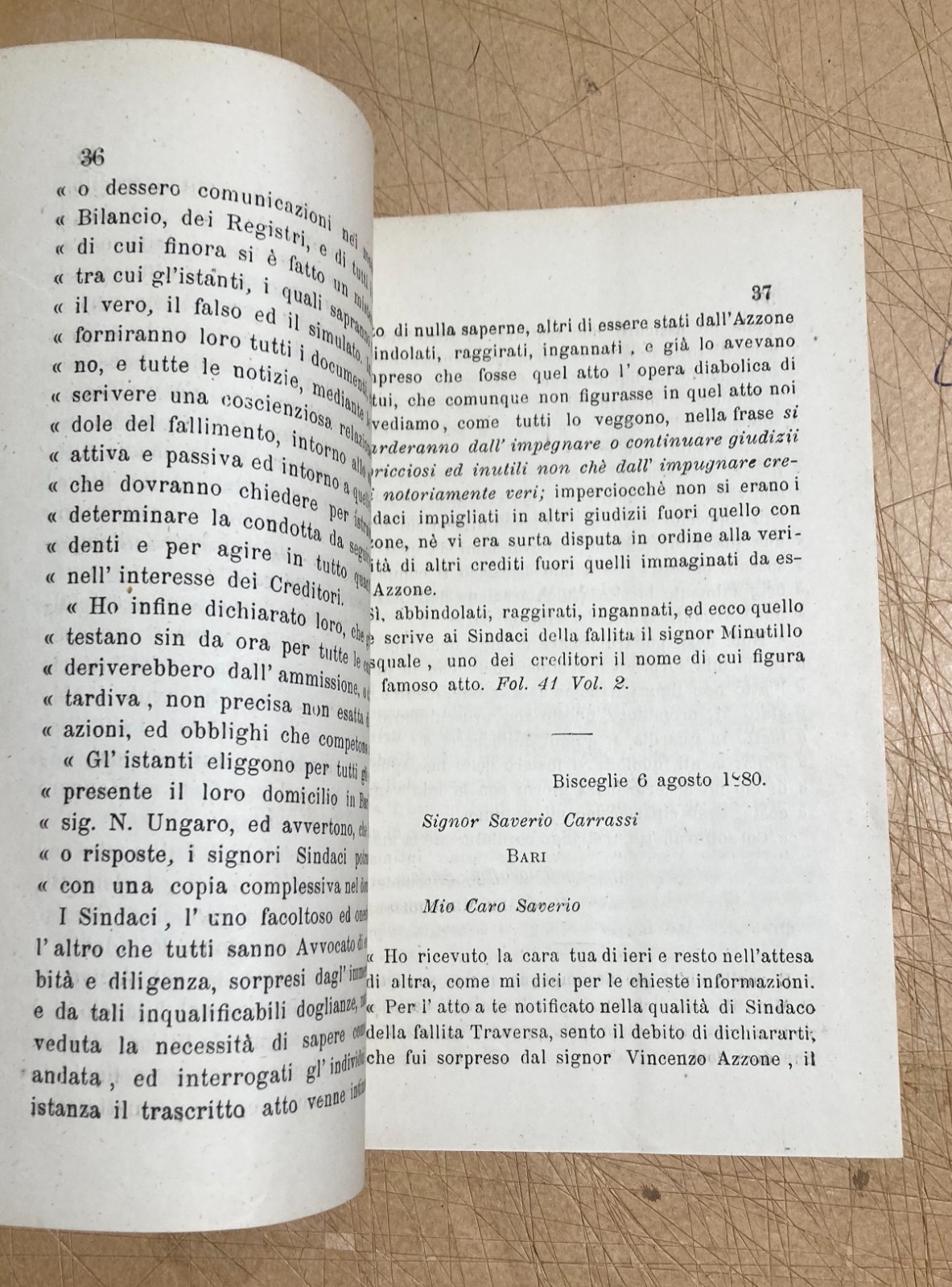 Puglia, Bari: Economia E Giurisprudenza. Fallimento Traversa, Carrassi, Gargano, Azzone, 1880