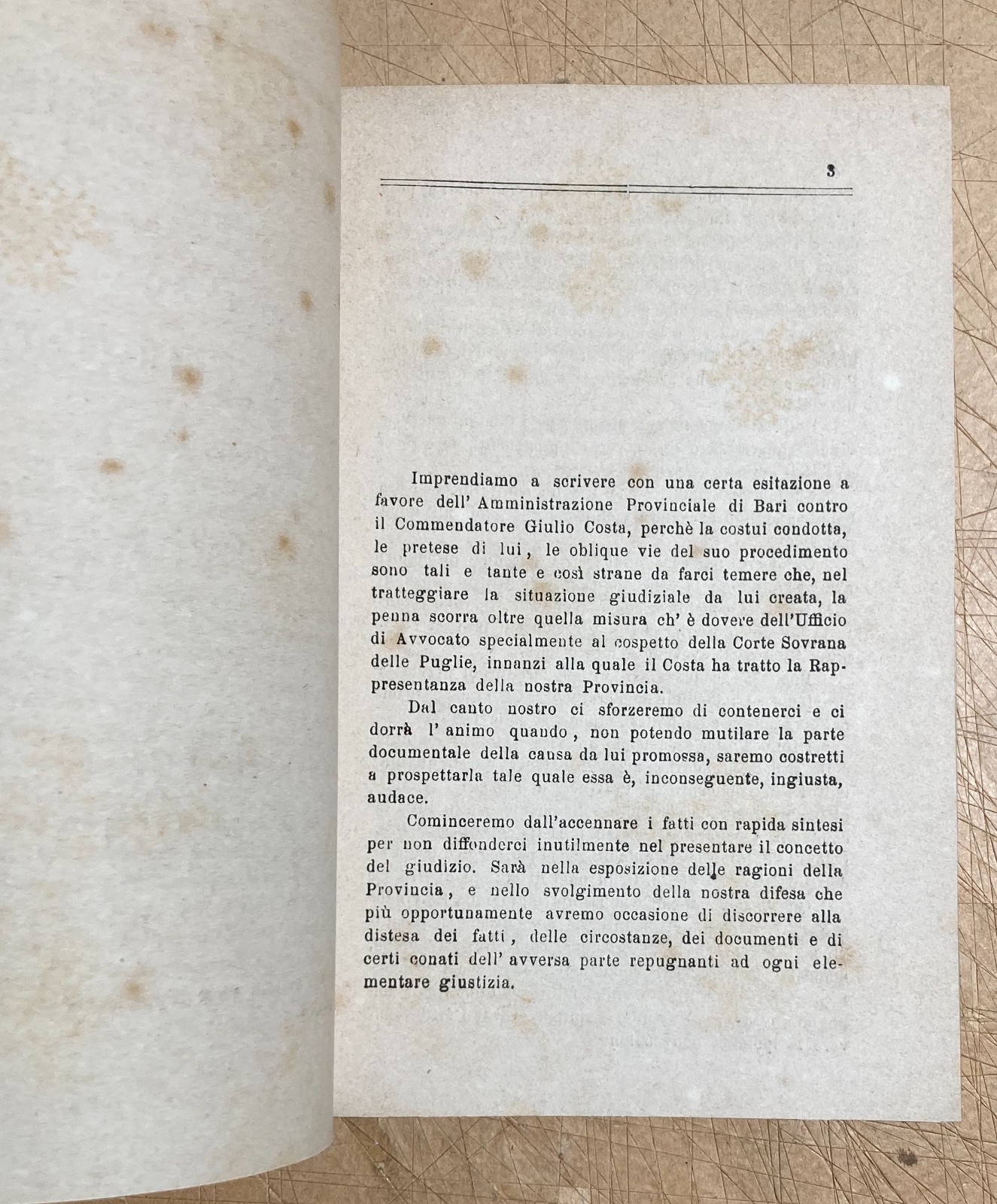 Puglia. Giuridica, Bari: Barone Costa E La Ferrovia Barletta Spinazzola. Re David, 1883