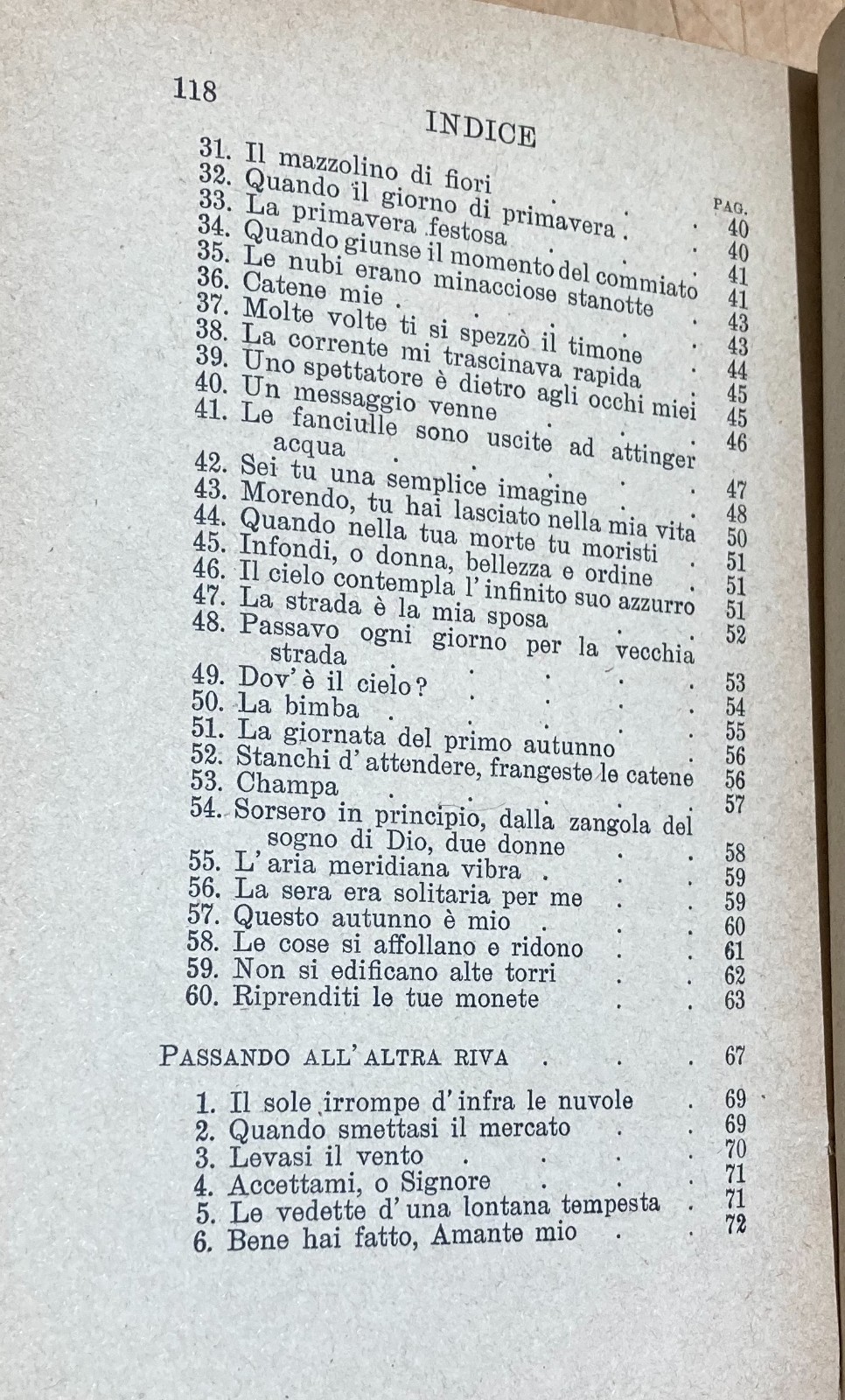 Rabindranath Tagore, Il Dono Dell'Amante E Passando All'Altra Riva   Carabba, 1920